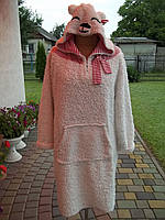 ( 50 / 52 р ) флисовая кофта худи женская домашний свитер туника теплое платье Б / У