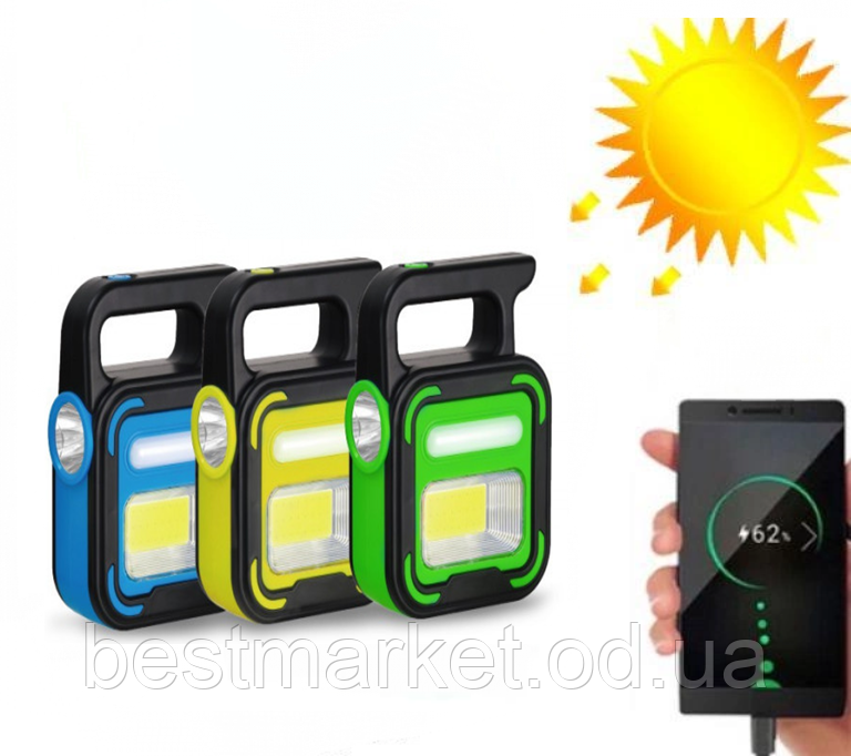 Ліхтар на Сонячній батареї + Функція Power Bank Bailong BL-925 / Переносний Ліхтар Акумуляторний