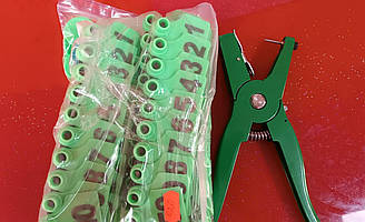 Набір для номерування тварин. Вушні бірки для тварин , номерні уп 100 шт