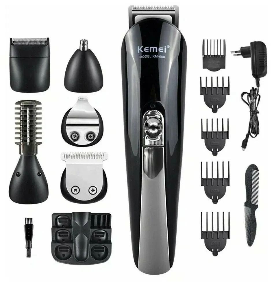 Професійна бездротова акумуляторна машинка триммер для стрижки волосся Kemei 11в1 КМ-600, фото 1