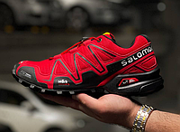 Кроссовки Спортивные Мужские Salomon Speedcross Красные, Кроссовки Саломон Качественный Текстиль Осенние