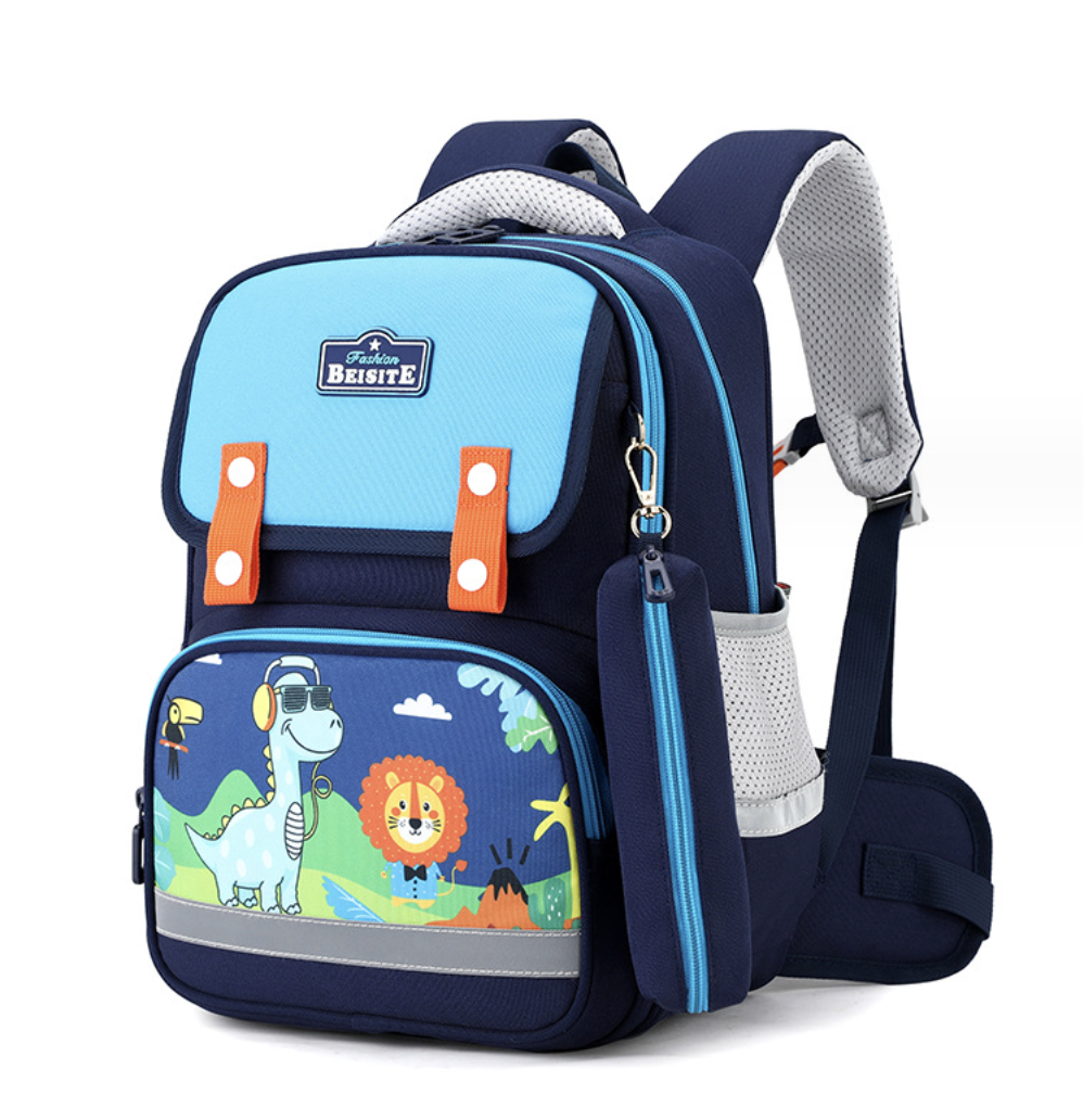 Рюкзак дитячий з пеналом / Рюкзак для початкової школи зі світловідбивачами / Шкільний рюкзак з дихаючою спинкою Синій, фото 1