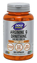 Аргінін та орнітин NOW Foods Arginine & Ornithine 500 mg/250 mg 100 Veg Caps