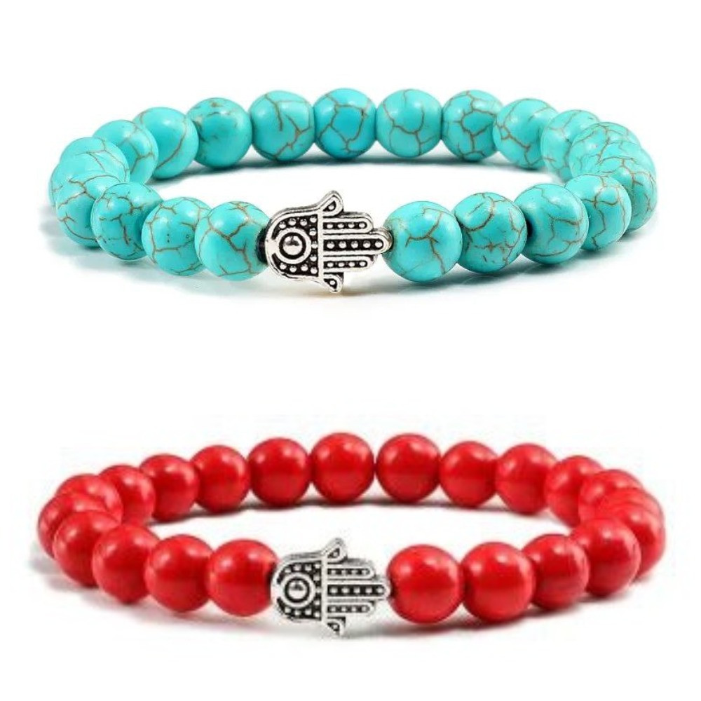 Браслет з хамсою підвіскою рука Фатіми Хамса з натурального каменю онікс, фото 1