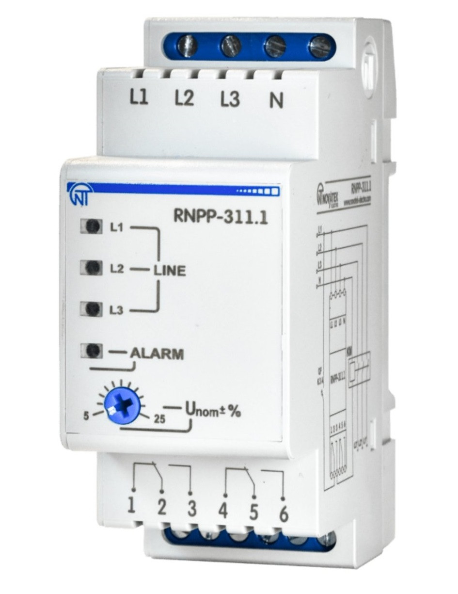 Трифазне реле напруг і контролю фаз РНПП-311.1 Новатек Електро (Україна)
