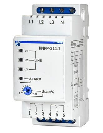 Трифазне реле напруг і контролю фаз РНПП-311.1 Новатек Електро (Україна), фото 2