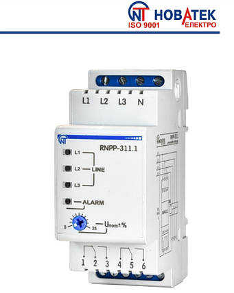 Трифазне реле напруг і контролю фаз РНПП-311.1 Новатек Електро (Україна), фото 2