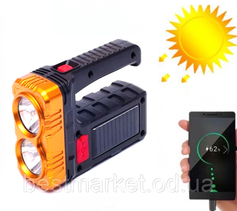 Ліхтар на Сонячній батареї + Функція Power Bank Torch BL-7701B/переносний Ліхтар Акумуляторний