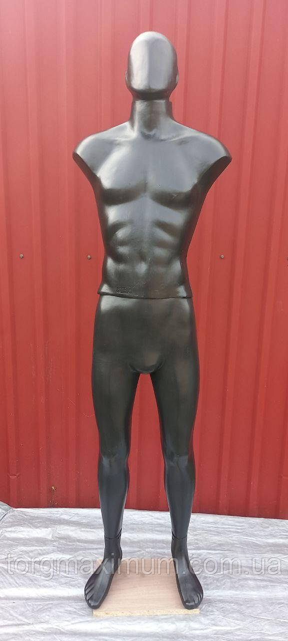 Манекен чоловічий збірний "Стас" чорний безликий на деревоплиті, фото 1