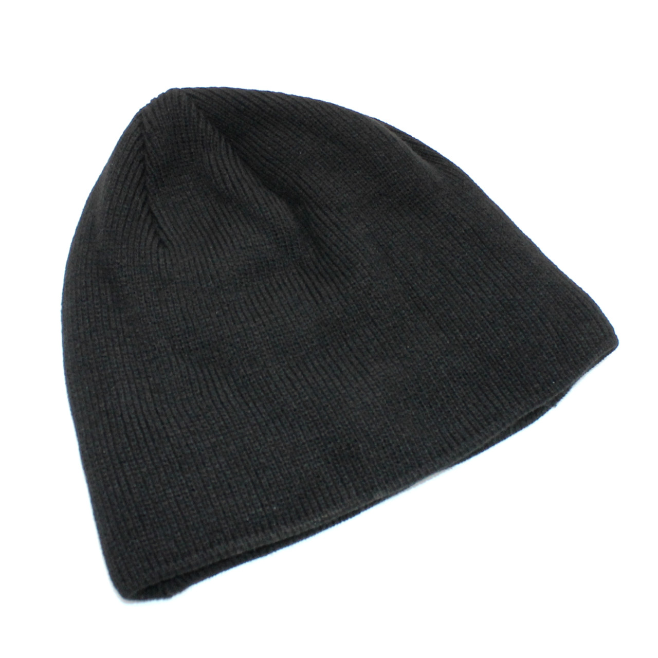 Зимова шапка чорна з підкладкою флісовою В'язана шапка тепла подвійна Black, фото 1