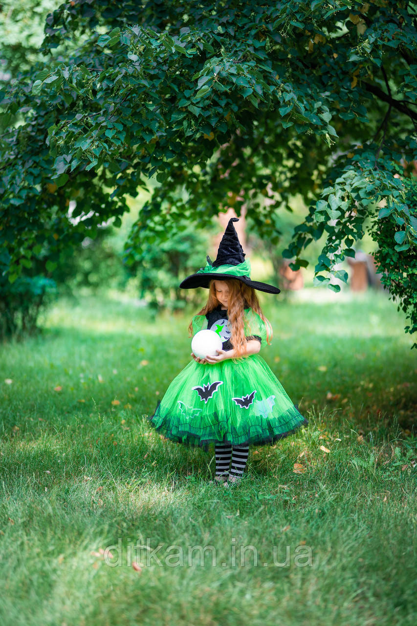 Дитячий карнавальний одяг Відьмочки для дівчинки на Хелловін green, фото 1