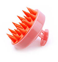 Щетка-массажер силиконовая с ручкой матовая рожево-помаранчева