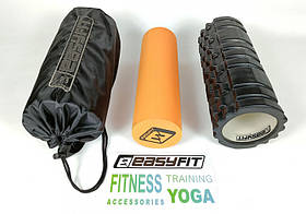 Ролик + валик EasyFit PRO Active 33 см чорний чохол у комплекті (комплект для йоги та фітнесу)