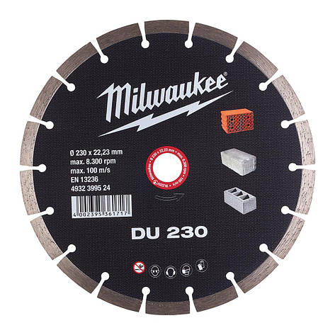 Алмазний диск DU 230 для бетону, каменю, цегли MILWAUKEE, фото 1