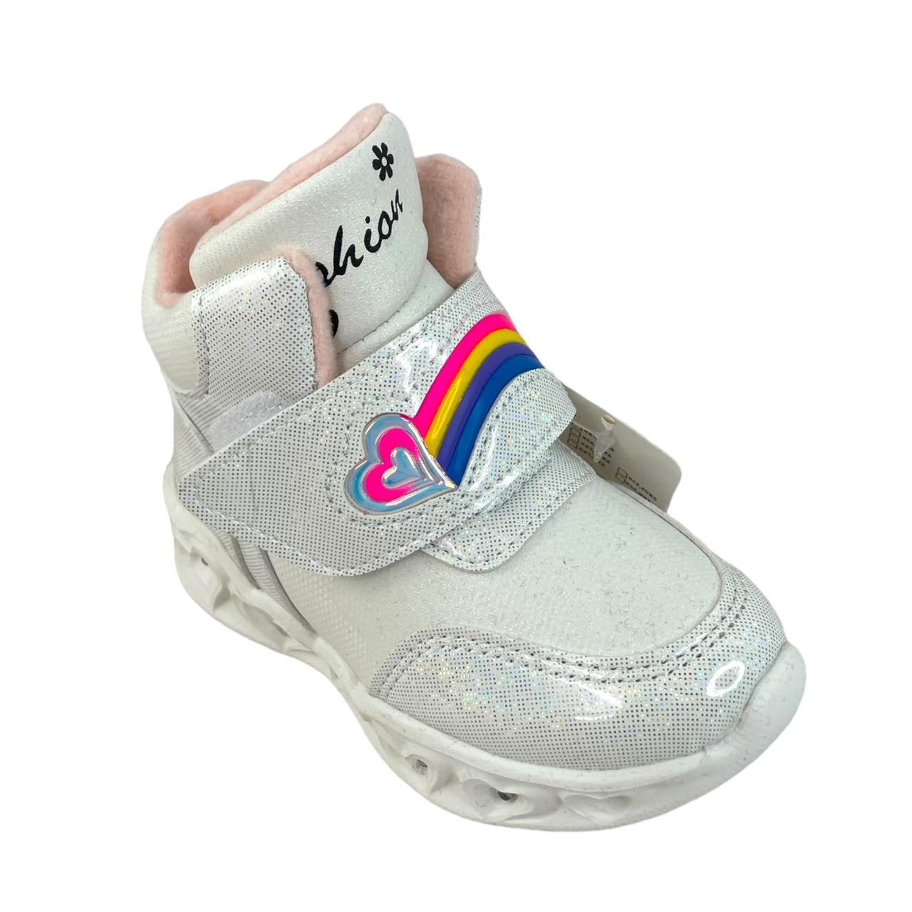 Дитячі весняні черевики на дівчинку, теплі, білі, JG No А 30736-19, р. 22-27 )