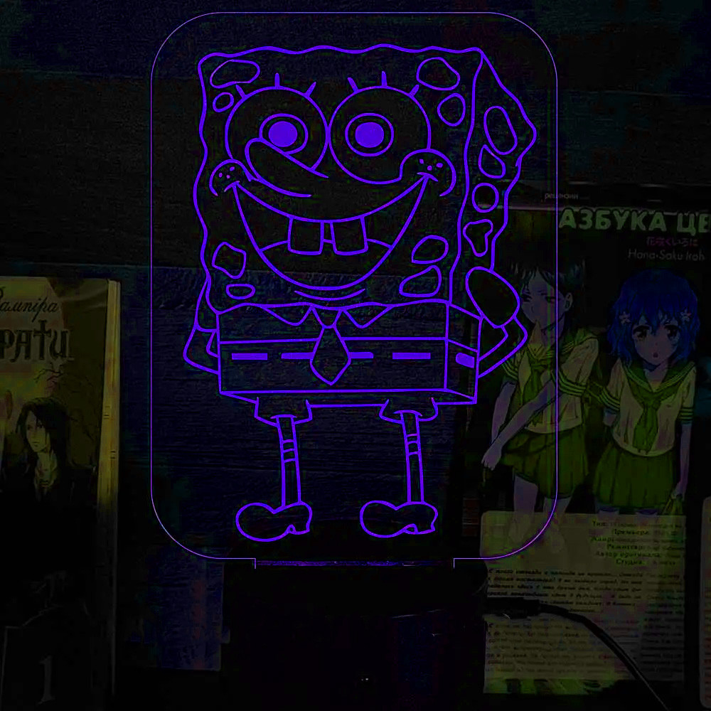 Акриловий світильник-нічник Губка Боб синій tty-n000128