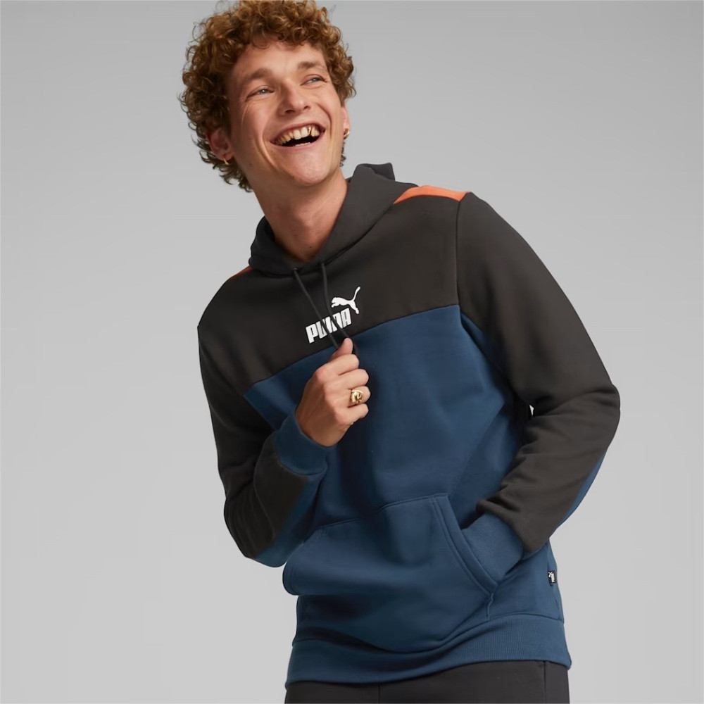 Худі чоловічий Puma Essentials+ Block 849036 73 (синій, теплий, фліс, спортивний, бавовна, бренд пуму)
