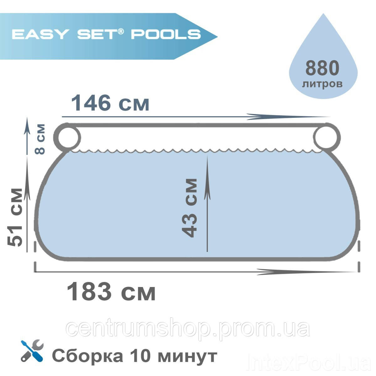 Надувной бассейн Intex 28101 - 3, 183 х 51 см (2 006 л ч, тент, подстилка, насос) (hub_7pd3u9 CT, код: 2589506 - фото 7 - id-p1966255281