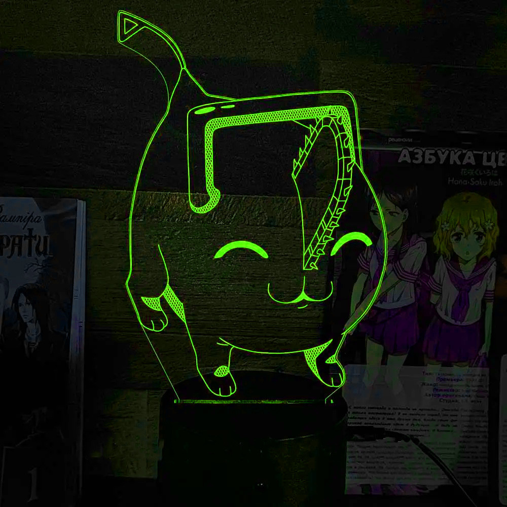 Акриловий світильник-нічник Chainsaw Man 2 зелений tty-n002292