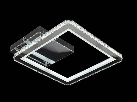 Світлодіодна кришталева люстра квадрат з пультом керування DIMMER 3000-6000 440*440*120 80W, фото 1