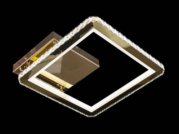 Світлодіодна кришталева люстра квадрат з пультом керування DIMMER 3000-6000 440*440*120 80W, фото 1