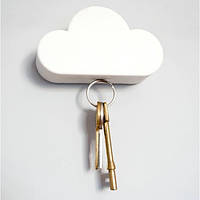 Настенная ключница UKC в форме облака на клейкой основе с магнитным держателем 10х5,5 см Белый 00332