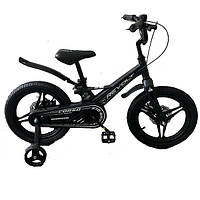 Велосипед детский на 5-7 лет, 16 дюймов, Черный (доп. колеса, магниевый, дисковый тормоз) CORSO MG-16301
