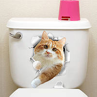 Наклейка 3D UKC в туалет ( Рыжий Кот)