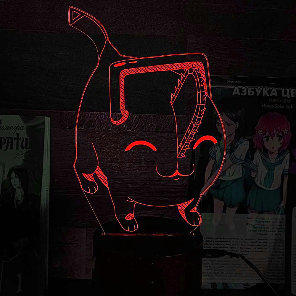 Акриловий світильник-нічник Chainsaw Man 2 червоний tty-n002293