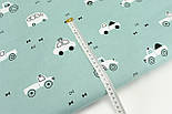 Лоскуток. Бязь "Машинки" на м'ятному No М-3129, 59*160 см, фото 6
