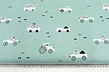 Лоскуток. Бязь "Машинки" на м'ятному No М-3129, 59*160 см, фото 7