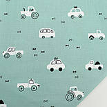 Лоскуток. Бязь "Машинки" на м'ятному No М-3129, 59*160 см, фото 2