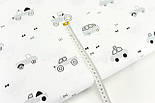 Лоскуток.Бязь "Машинки" сірі на білому No М-3132, 39*160 см, фото 6