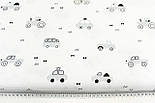 Лоскуток.Бязь "Машинки" сірі на білому No М-3132, 39*160 см, фото 7