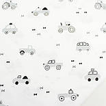 Лоскуток.Бязь "Машинки" сірі на білому No М-3132, 39*160 см, фото 2