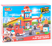 Конструктор для мальчика Пожарная станция JDLT 5418 (85 деталей) свет звук, конструктор пожарная машина