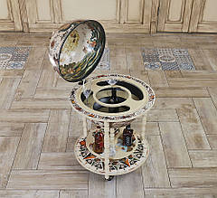 Підлоговий глобус-бар двоярусний на коліщатках "Карта світу" дерев'яний зі сферою Ø450 мм