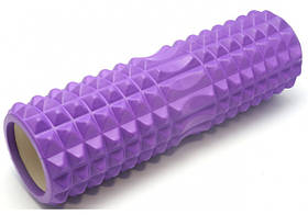Масажний ролик 45 см для йоги та фітнесу Grid Roller v.2.2 фіолетовий EVA-піна