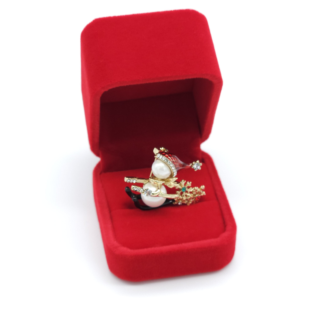 Брошка сніговичок на чорних лижах 40х30мм, фото 1