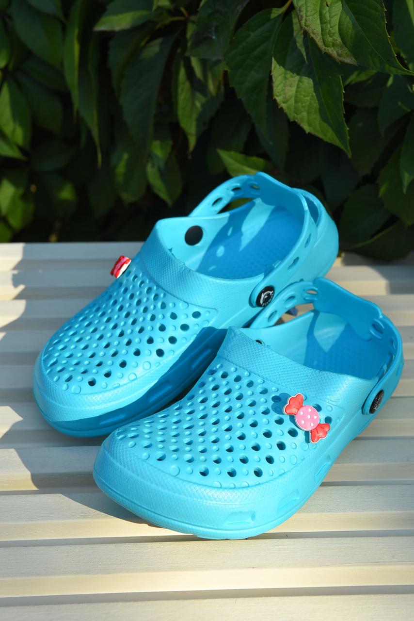 Крокси дитячі для дівчинки бірюзового кольору 165371T Безкоштовна доставка, фото 1