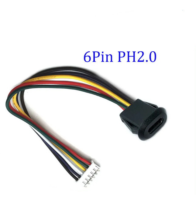 Врізний роз'єм USB Type C - PH2.0-6P гніздо мама вологозахисне 6 пін