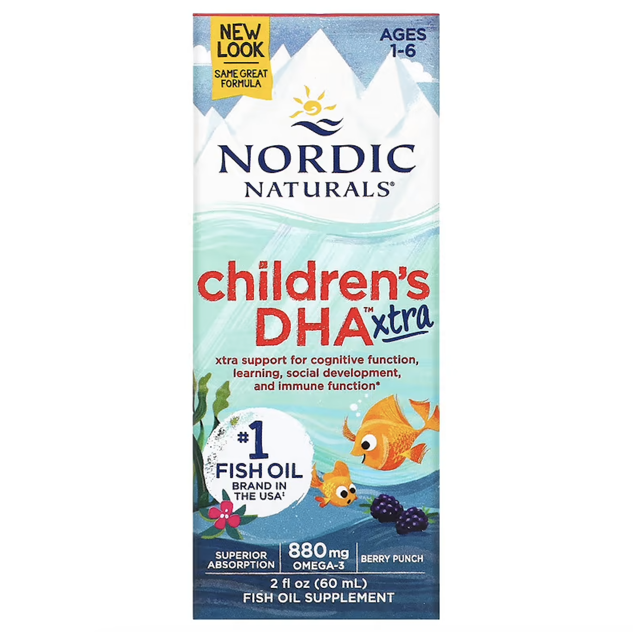 Nordic Naturals, Children's DHA Xtra, для дітей від 1 до 6 років, ягідний смак, 880 мг, 60 мл