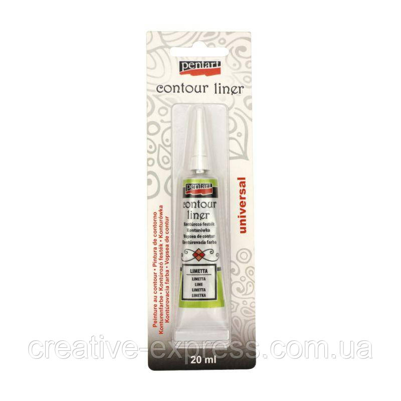 Контур універсальний, Лаймовий з блискітками, 20 мл, Pentart