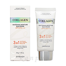 Сонцезахисний крем Enough Collagen 3 in 1 для обличчя з колагеном — Whitening Moisture SPF50/PA+++ 50 мл