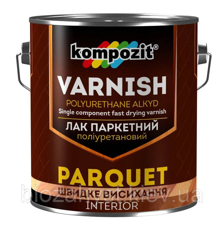 Лак паркетний поліуретановий/глянцевий 2.5л Kompozit