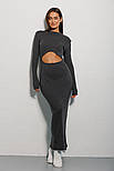 Довге в'язане плаття з вирізом на талії, фото 3