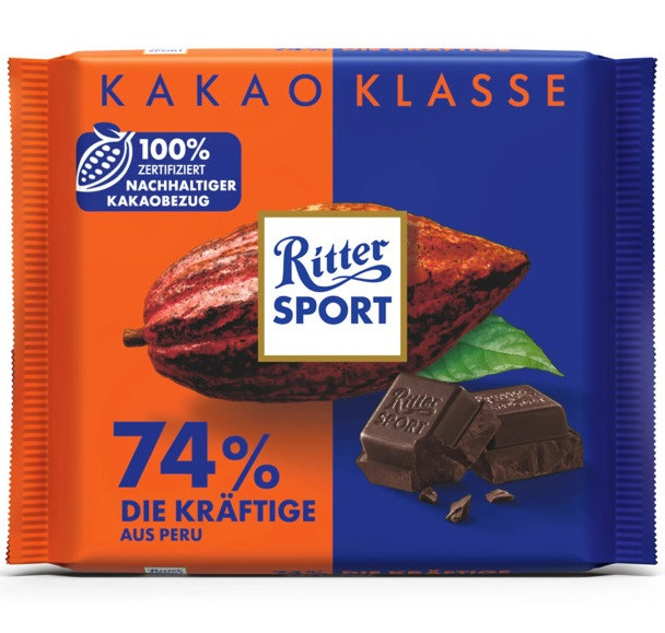 Шоколад Темний Насичений Ritter Sport 74% какао з Перу 100 г Німеччина