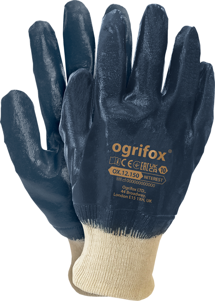 Трикотажные защитные перчатки с нитриловым покрытием Ogrifox, Польша - фото 1 - id-p1966344911