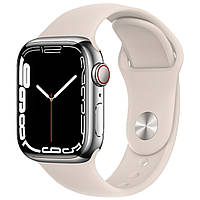Смарт-часы Apple Watch Series 7 GPS + LTE 45mm Silver Stainless Steel with Starlight Sport Band (MKJD3)