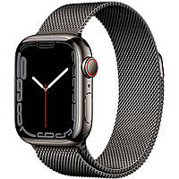 Смарт-часы Apple Watch Series 7 GPS + LTE 45mm Graphite Stainless Steel with Graphite Milanese Loop (MKJJ3)
